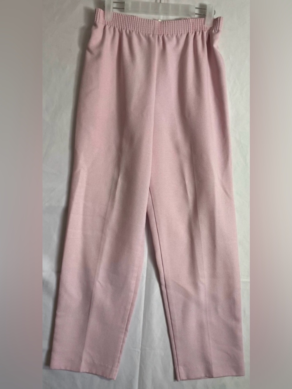 Womens Pink Textured Elastic Waist Pants Wide Leg Casual Comfort Size M